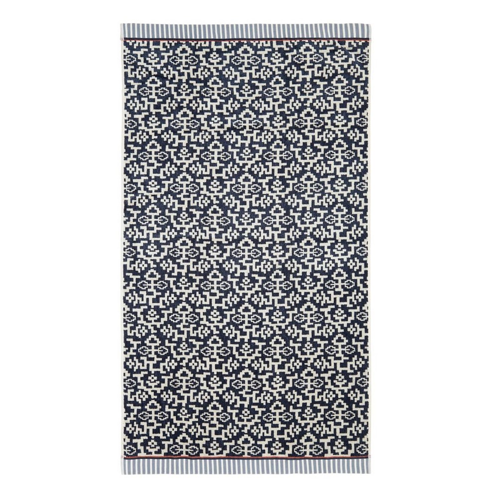 Nena Geometric Bath Mat by Bedeck of Belfast in Denim Blue